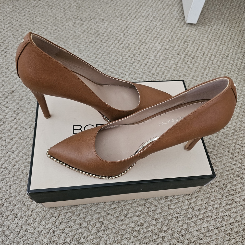 BCBGeneration Brown Heels with Studded Detail